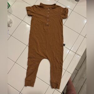 Soft Cotton Short-Sleeve Brown Footed One-Piece for Kids
